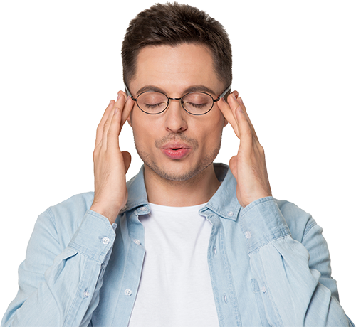 White man with glasses performing acupressure